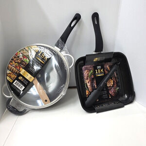 6 Piece IKO Cookware 18K Signature Series 3.5qt Saucepan Steamer + 9.5" Grill